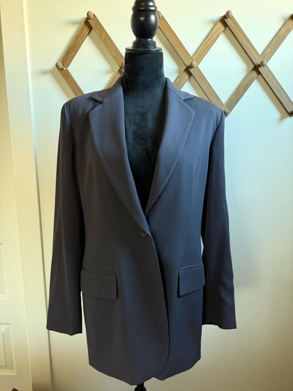 Men's Navy Blue Single-Button Blazer